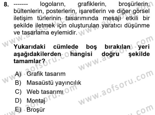 Dijital Tasarım Dersi 2024 - 2025 Yılı (Vize) Ara Sınav Soruları 8. Soru