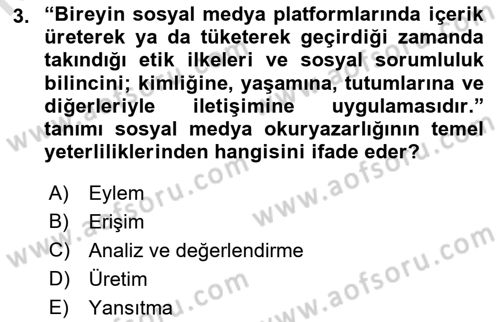 Sosyal Medya Araçları Dersi 2023 - 2024 Yılı (Final) Dönem Sonu Sınav Soruları 3. Soru