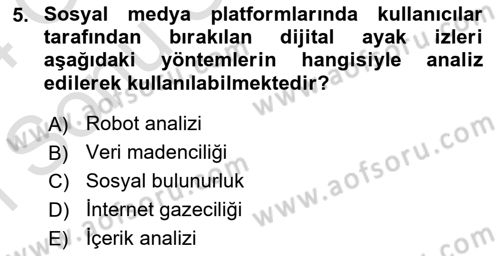 Sosyal Medya Araçları Dersi 2023 - 2024 Yılı (Final) Dönem Sonu Sınav Soruları 5. Soru