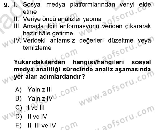 Sosyal Medya Araçları Dersi 2023 - 2024 Yılı (Final) Dönem Sonu Sınav Soruları 9. Soru