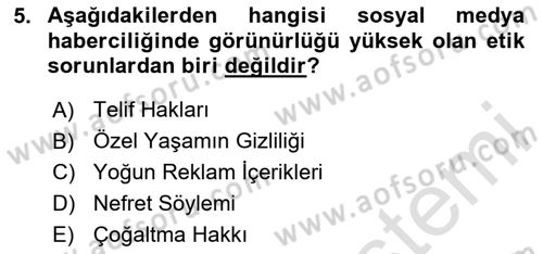 Sosyal Medya Araçları Dersi 2024 - 2025 Yılı (Final) Dönem Sonu Sınav Soruları 5. Soru