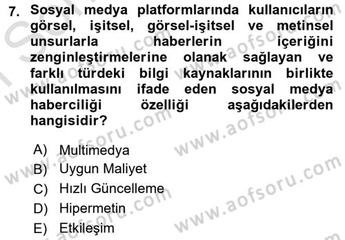 Sosyal Medya Araçları Dersi 2024 - 2025 Yılı (Final) Dönem Sonu Sınav Soruları 7. Soru