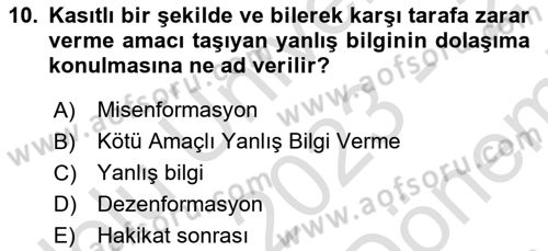 Sosyal Medya Uygulama Alanlari Dersi 2023 - 2024 Yılı (Final) Dönem Sonu Sınav Soruları 10. Soru