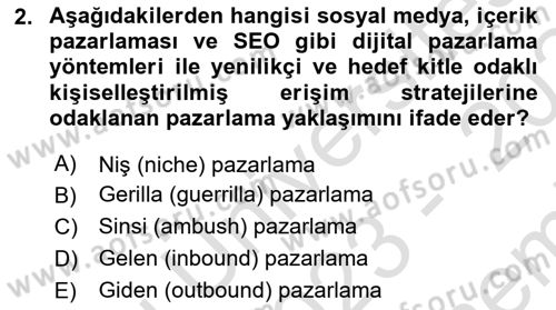 Sosyal Medya Uygulama Alanlari Dersi 2023 - 2024 Yılı (Final) Dönem Sonu Sınav Soruları 2. Soru