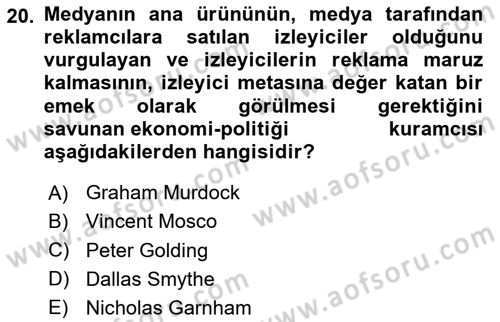 Sosyal Medya Uygulama Alanlari Dersi 2023 - 2024 Yılı (Final) Dönem Sonu Sınav Soruları 20. Soru