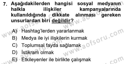 Sosyal Medya Uygulama Alanlari Dersi 2023 - 2024 Yılı (Final) Dönem Sonu Sınav Soruları 7. Soru