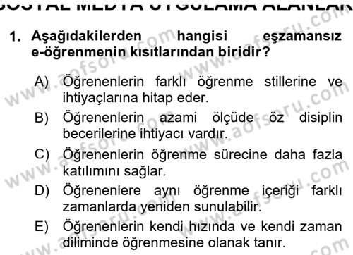 Sosyal Medya Uygulama Alanlari Dersi 2024 - 2025 Yılı (Final) Dönem Sonu Sınav Soruları 1. Soru