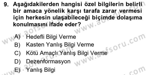 Sosyal Medya Uygulama Alanlari Dersi 2024 - 2025 Yılı (Final) Dönem Sonu Sınav Soruları 9. Soru