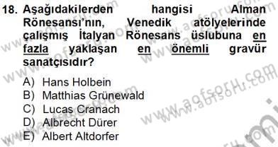Sanat Tarihi Dersi 2013 - 2014 Yılı Tek Ders Sınav Soruları 18. Soru