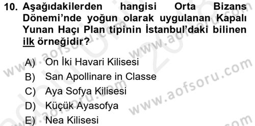Sanat Tarihi Dersi 2017 - 2018 Yılı 3 Ders Sınav Soruları 10. Soru