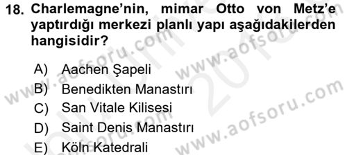 Sanat Tarihi Dersi 2017 - 2018 Yılı 3 Ders Sınav Soruları 18. Soru