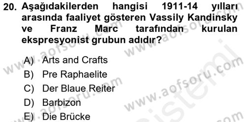 Sanat Tarihi Dersi 2017 - 2018 Yılı 3 Ders Sınav Soruları 20. Soru