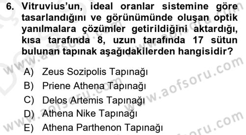 Sanat Tarihi Dersi 2017 - 2018 Yılı 3 Ders Sınav Soruları 6. Soru