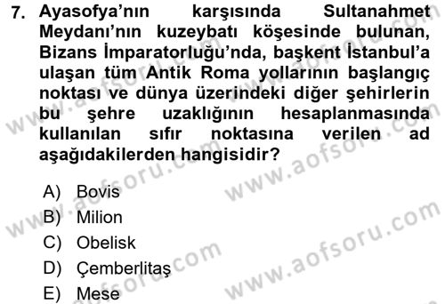 Sanat Tarihi Dersi 2017 - 2018 Yılı 3 Ders Sınav Soruları 7. Soru