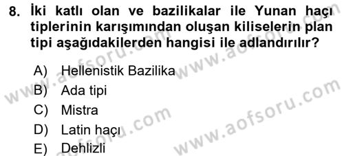 Sanat Tarihi Dersi 2017 - 2018 Yılı 3 Ders Sınav Soruları 8. Soru
