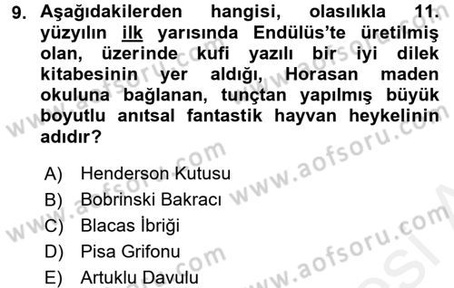 Sanat Tarihi Dersi 2017 - 2018 Yılı 3 Ders Sınav Soruları 9. Soru