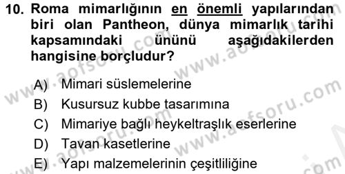 Sanat Tarihi Dersi 2017 - 2018 Yılı (Vize) Ara Sınav Soruları 10. Soru