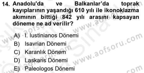 Sanat Tarihi Dersi 2017 - 2018 Yılı (Vize) Ara Sınav Soruları 14. Soru