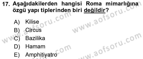 Sanat Tarihi Dersi 2017 - 2018 Yılı (Vize) Ara Sınav Soruları 17. Soru