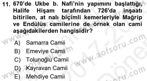 Sanat Tarihi Dersi 2017 - 2018 Yılı (Final) Dönem Sonu Sınav Soruları 11. Soru