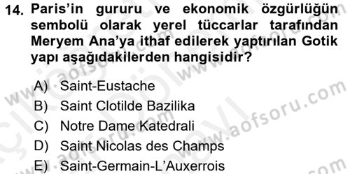 Sanat Tarihi Dersi 2017 - 2018 Yılı (Final) Dönem Sonu Sınav Soruları 14. Soru