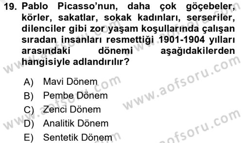Sanat Tarihi Dersi 2017 - 2018 Yılı (Final) Dönem Sonu Sınav Soruları 19. Soru