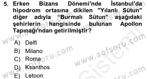 Sanat Tarihi Dersi 2017 - 2018 Yılı (Final) Dönem Sonu Sınav Soruları 5. Soru