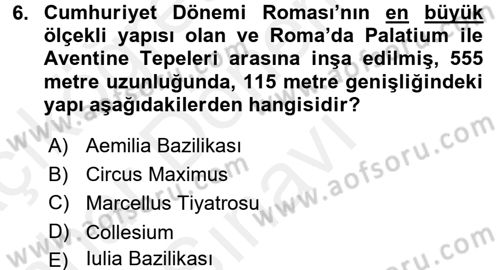 Sanat Tarihi Dersi 2017 - 2018 Yılı (Final) Dönem Sonu Sınav Soruları 6. Soru