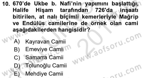 Sanat Tarihi Dersi 2018 - 2019 Yılı 3 Ders Sınav Soruları 10. Soru