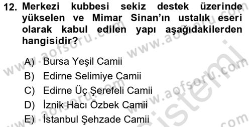 Sanat Tarihi Dersi 2018 - 2019 Yılı 3 Ders Sınav Soruları 12. Soru