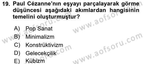 Sanat Tarihi Dersi 2018 - 2019 Yılı 3 Ders Sınav Soruları 19. Soru