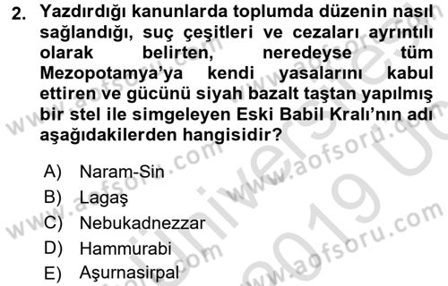 Sanat Tarihi Dersi 2018 - 2019 Yılı 3 Ders Sınav Soruları 2. Soru
