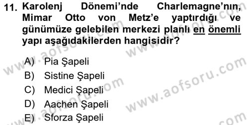 Sanat Tarihi Dersi 2018 - 2019 Yılı (Final) Dönem Sonu Sınavı 11. Soru