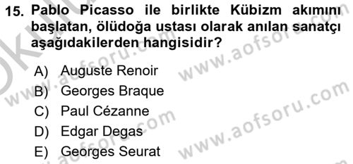 Sanat Tarihi Dersi 2018 - 2019 Yılı Yaz Okulu Sınav Soruları 15. Soru