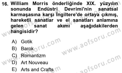 Sanat Tarihi Dersi 2018 - 2019 Yılı Yaz Okulu Sınav Soruları 16. Soru