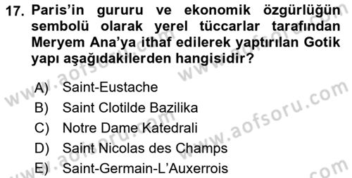 Sanat Tarihi Dersi 2018 - 2019 Yılı Yaz Okulu Sınav Soruları 17. Soru
