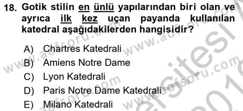 Sanat Tarihi Dersi 2018 - 2019 Yılı Yaz Okulu Sınav Soruları 18. Soru