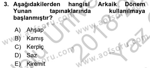 Sanat Tarihi Dersi 2018 - 2019 Yılı Yaz Okulu Sınav Soruları 3. Soru