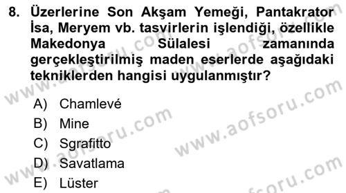 Sanat Tarihi Dersi 2018 - 2019 Yılı Yaz Okulu Sınav Soruları 8. Soru