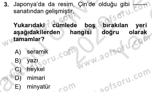 Sanat Tarihi Dersi 2020 - 2021 Yılı Yaz Okulu Sınav Soruları 3. Soru