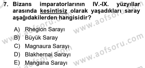 Sanat Tarihi Dersi 2020 - 2021 Yılı Yaz Okulu Sınav Soruları 7. Soru