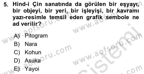 Sanat Tarihi Dersi 2021 - 2022 Yılı (Vize) Ara Sınav Soruları 5. Soru
