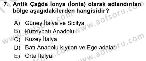 Sanat Tarihi Dersi 2021 - 2022 Yılı (Vize) Ara Sınav Soruları 7. Soru