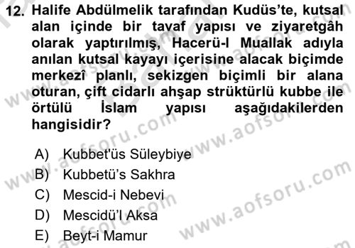 Sanat Tarihi Dersi 2021 - 2022 Yılı (Final) Dönem Sonu Sınav Soruları 12. Soru