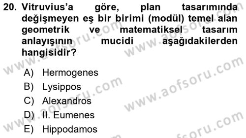 Sanat Tarihi Dersi 2021 - 2022 Yılı (Final) Dönem Sonu Sınav Soruları 20. Soru