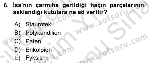Sanat Tarihi Dersi 2021 - 2022 Yılı (Final) Dönem Sonu Sınav Soruları 6. Soru