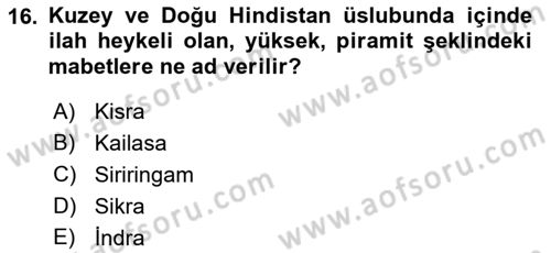 Sanat Tarihi Dersi 2021 - 2022 Yılı Yaz Okulu Sınav Soruları 16. Soru