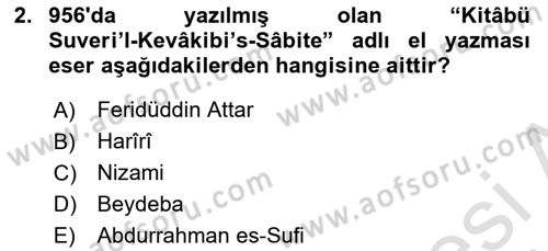 Sanat Tarihi Dersi 2021 - 2022 Yılı Yaz Okulu Sınav Soruları 2. Soru