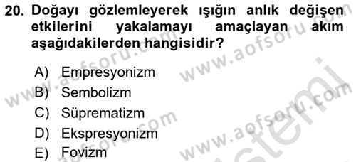 Sanat Tarihi Dersi 2021 - 2022 Yılı Yaz Okulu Sınav Soruları 20. Soru
