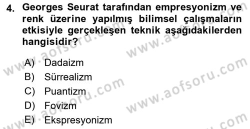 Sanat Tarihi Dersi 2021 - 2022 Yılı Yaz Okulu Sınavı 4. Soru